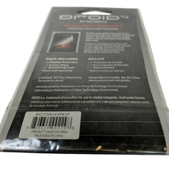 Droid 4 By Motorola Display Protectors 3-Pack With Screen Wipe & Smoothing Card - Picture 3 of 4